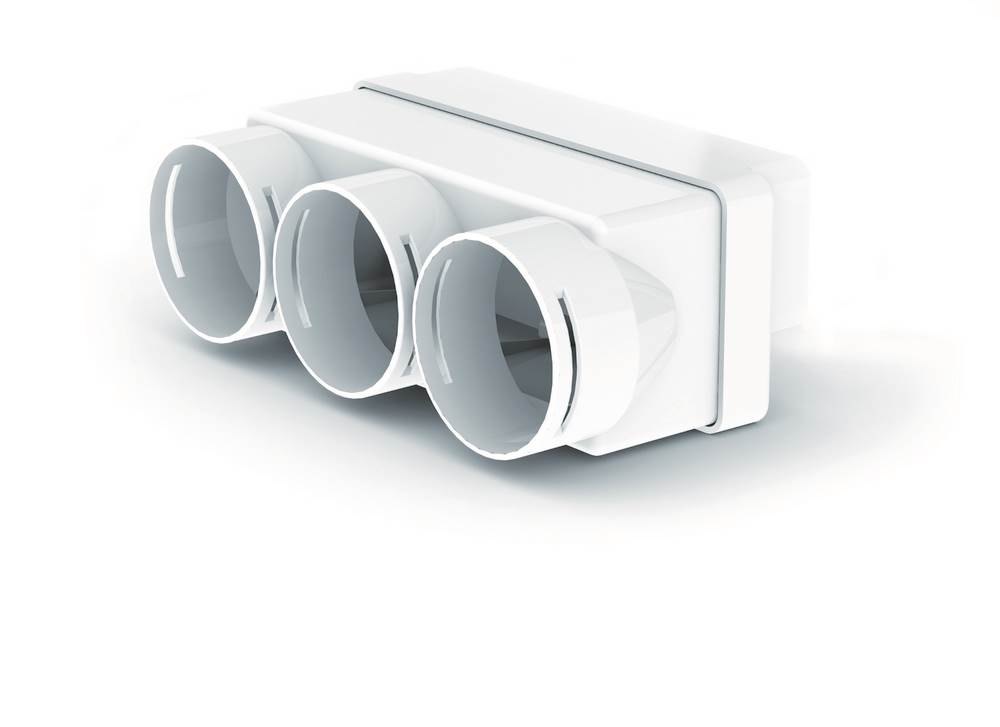 White electronic device with three circular components on a white background