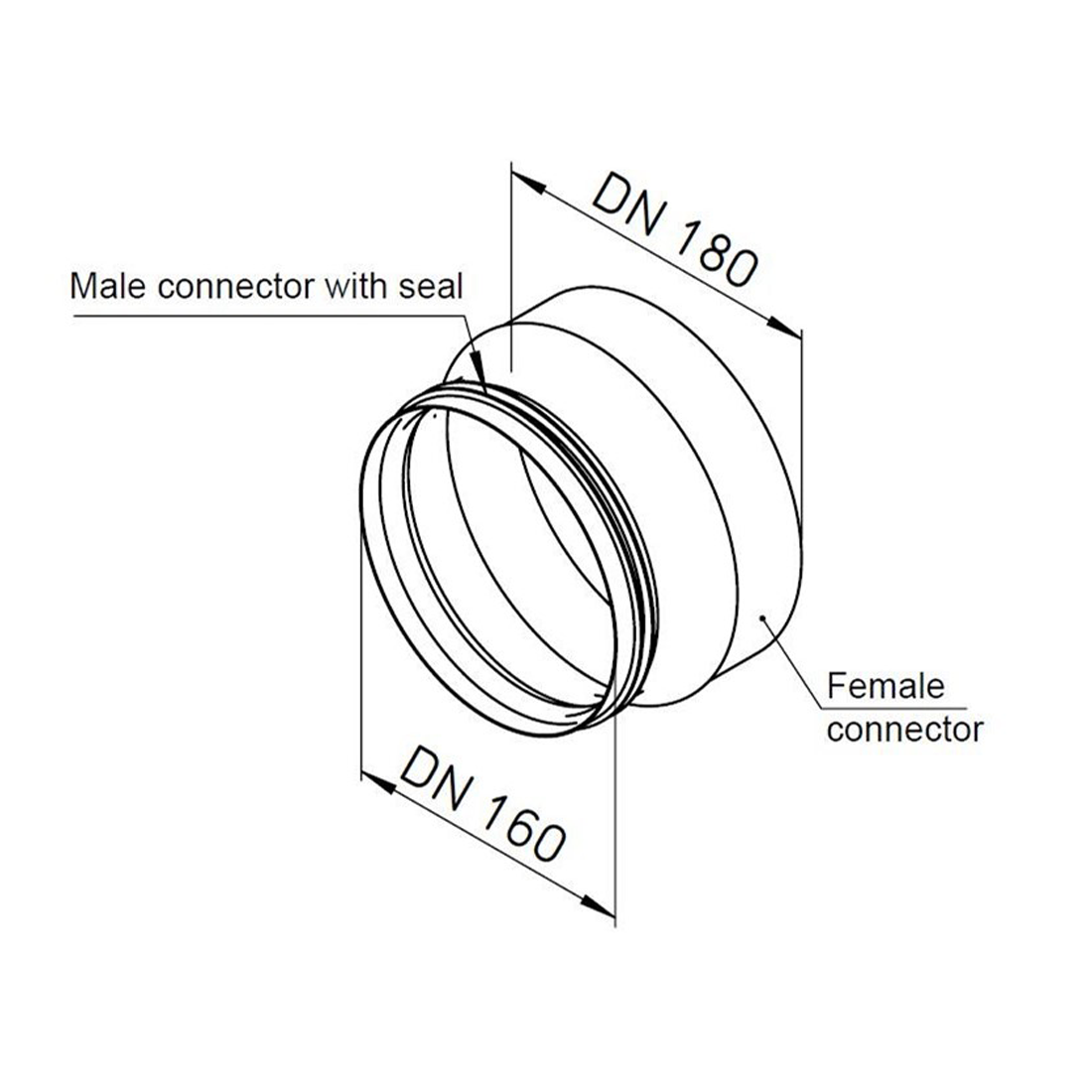 Adaptor 180-female to 160-male