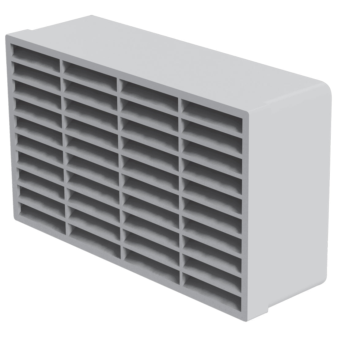 Gray rectangular air filter on a white background