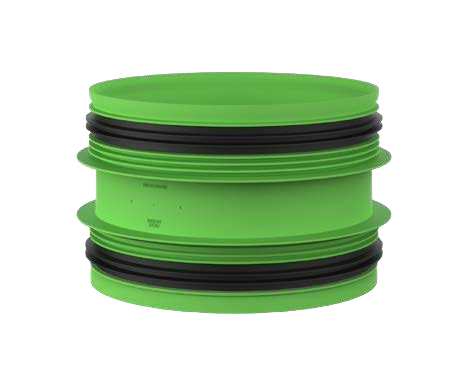 Stack of green and black rubber rings on a white background