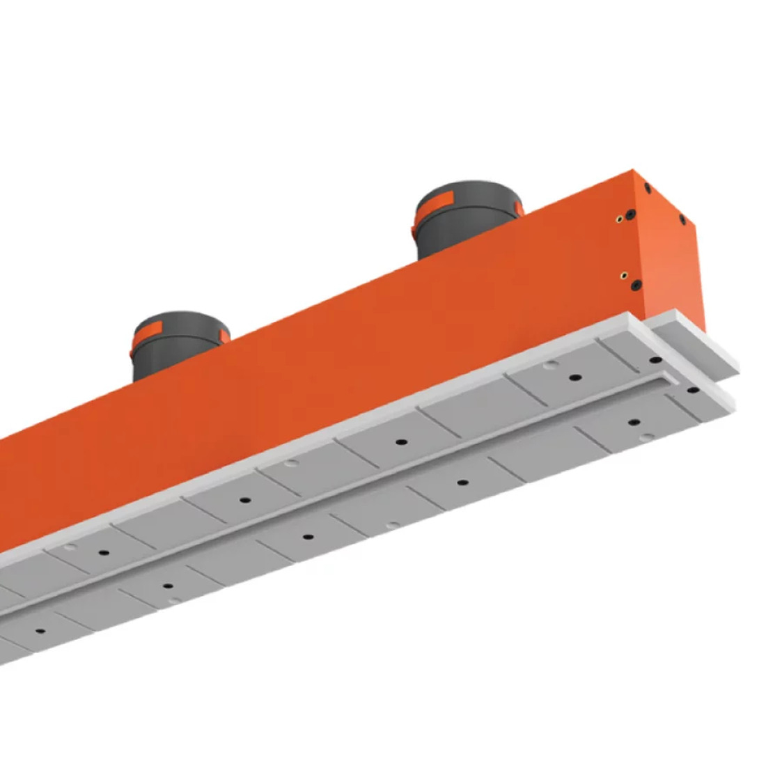 Orange and gray industrial component on a white background