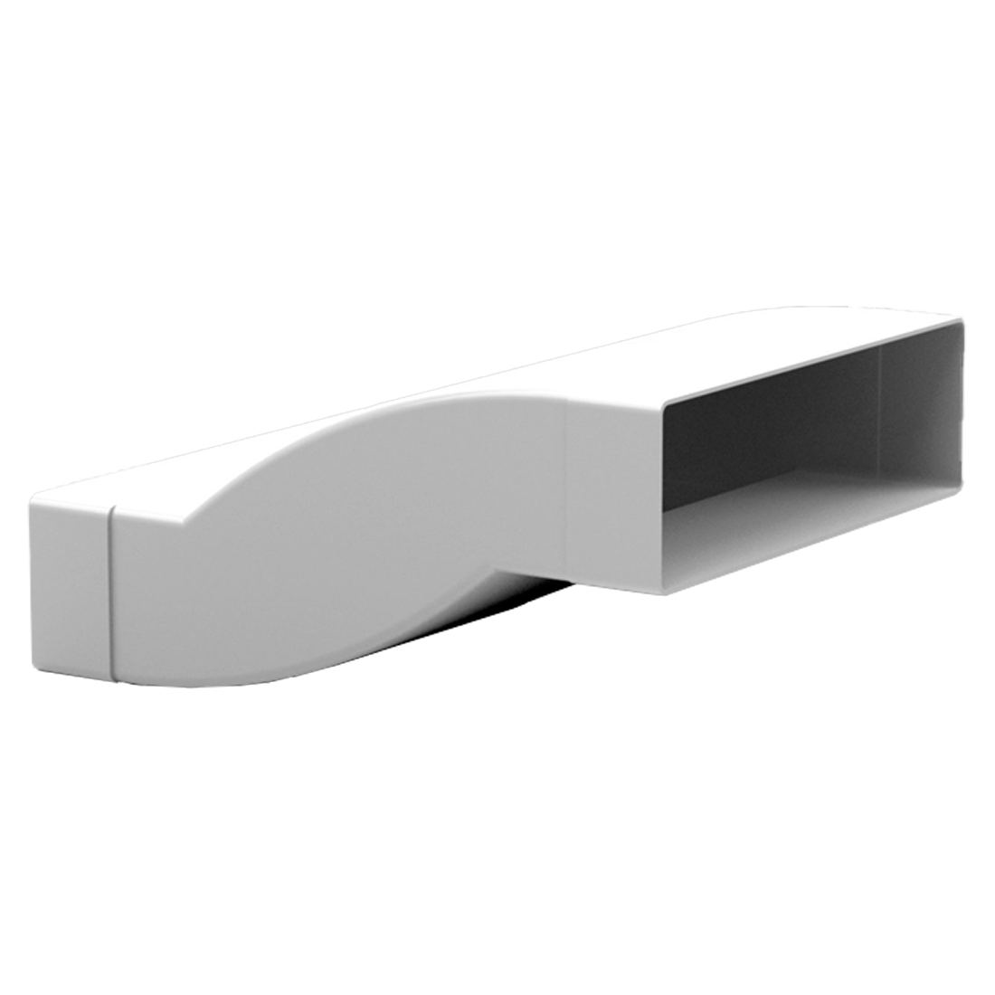 Curved metal duct on a white background