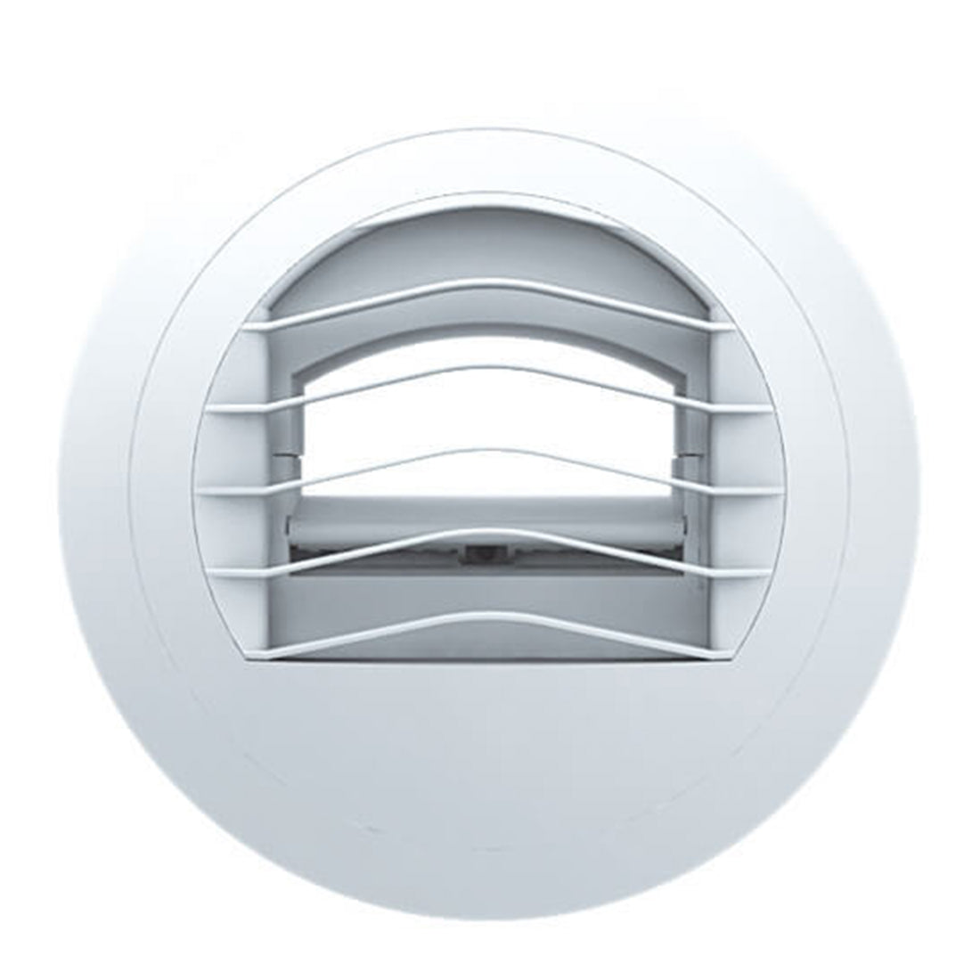 Round white air vent on a white background