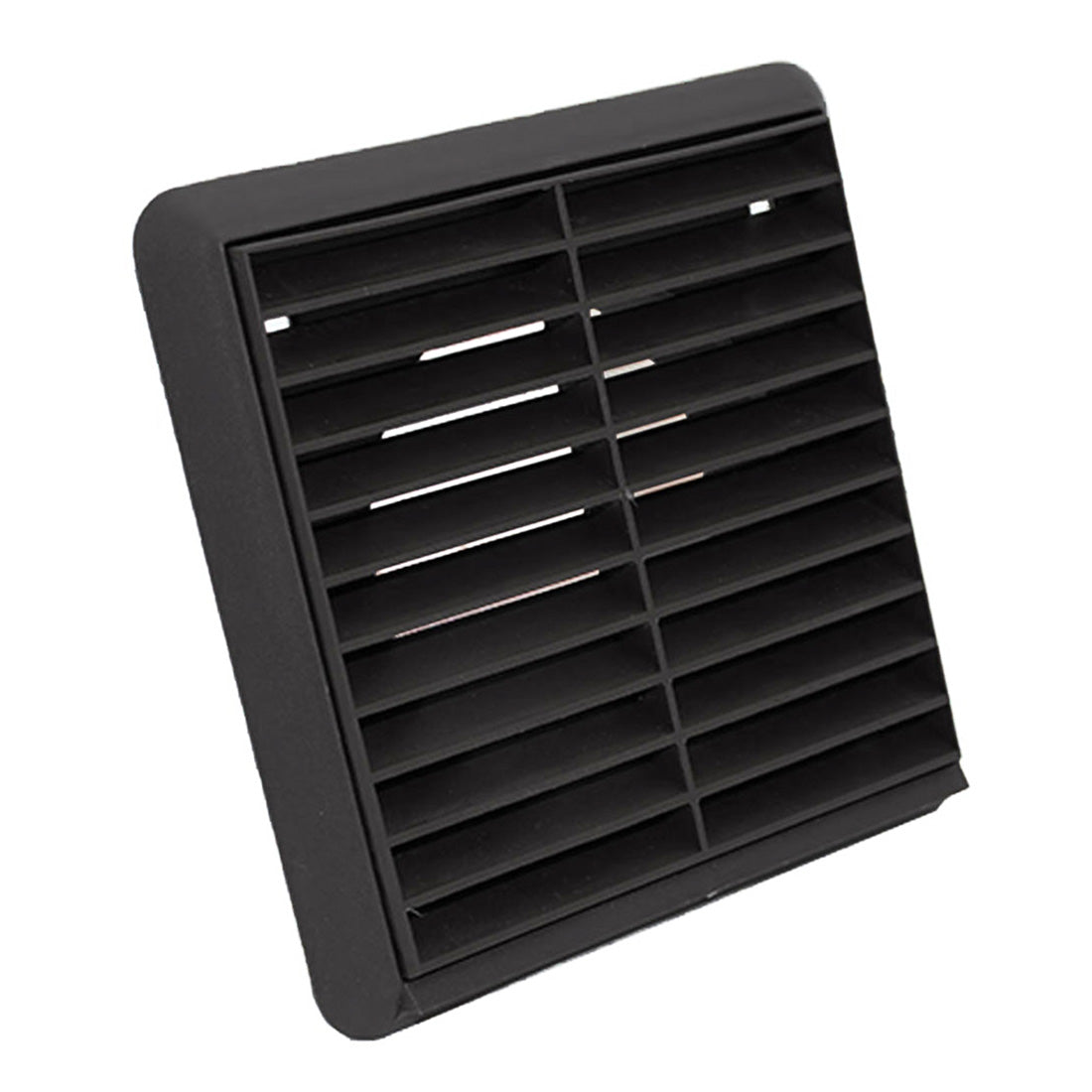 Black rectangular air vent on a white background