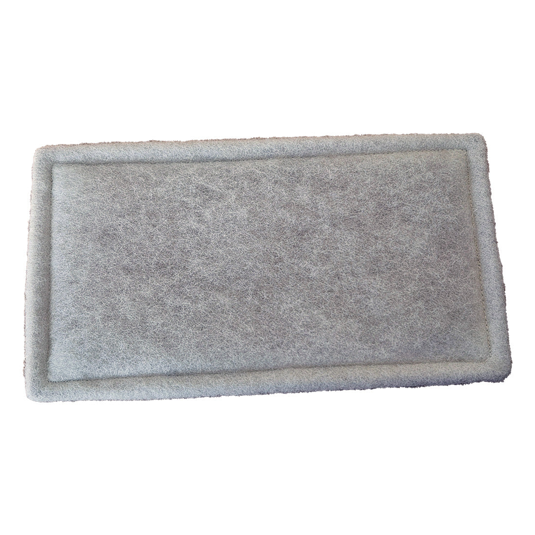 Rectangular gray mat on a white background