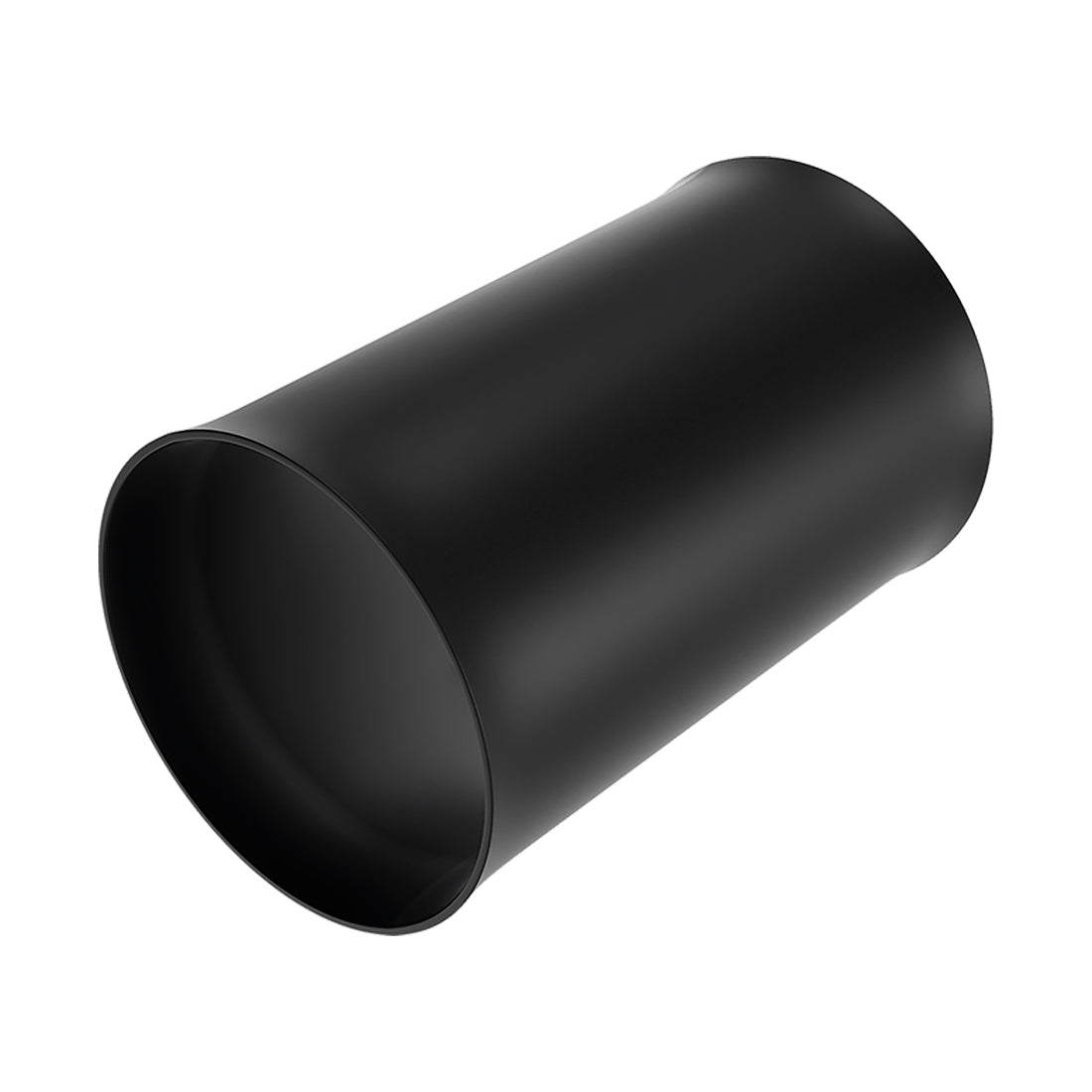 Black cylindrical object on a white background