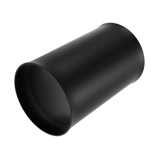 Black cylindrical object on a white background