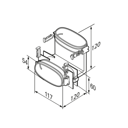 Technical drawing of a mechanical component with dimensions
