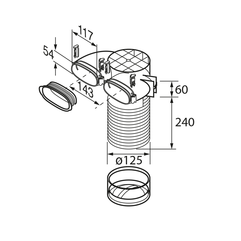 Technical drawing of a cylindrical component with dimensions
