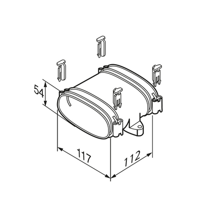 Technical drawing of a mechanical component with dimensions