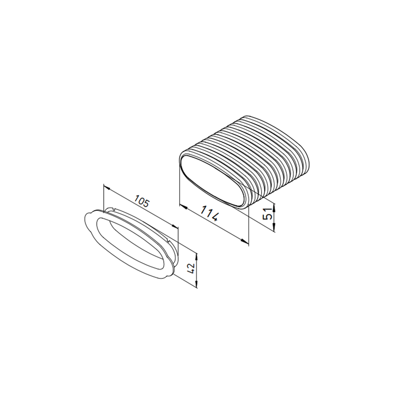 Technical drawing of a cylindrical object with dimensions on a white background