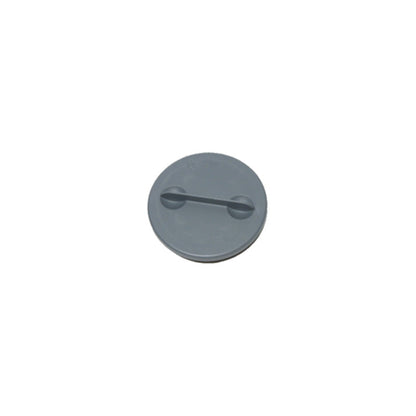 Gray circular object with a handle on a white background