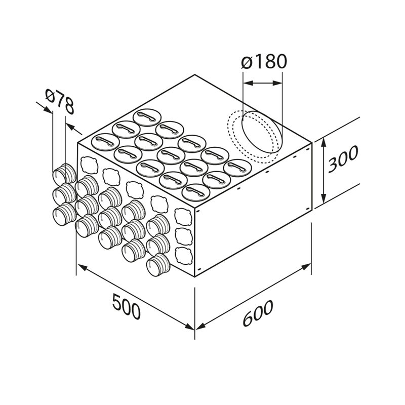 Technical drawing of a cylindrical component with dimensions labeled