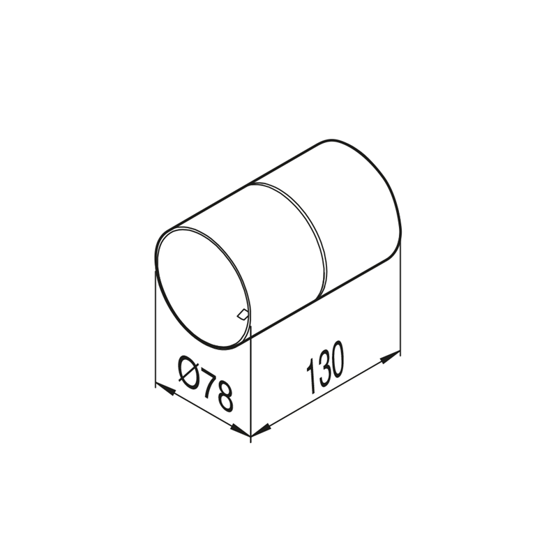 Technical drawing of a cylindrical object with dimensions