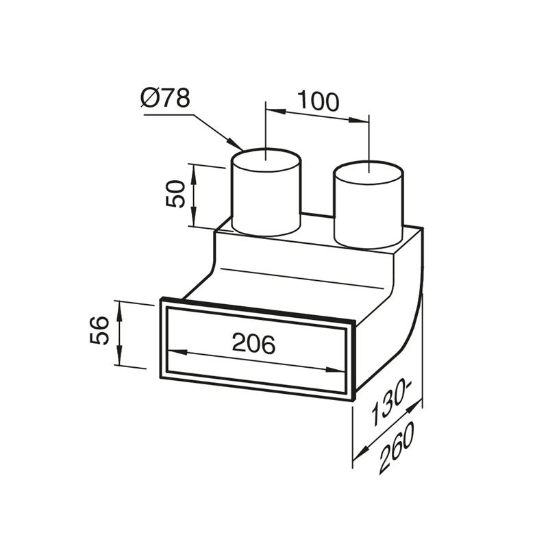 Technical drawing of a cylindrical object with dimensions labeled