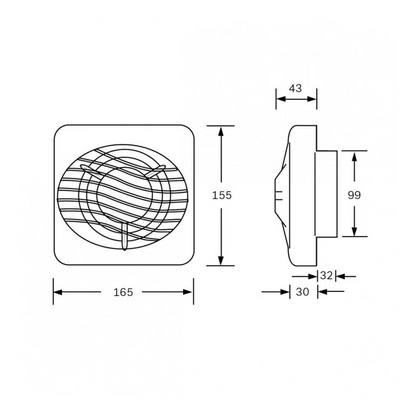 Technical drawing of a circular component with dimensions