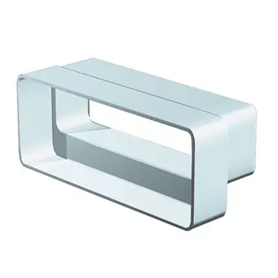 Clear glass rectangular object on a white background