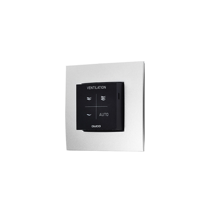 Wall-mounted ventilation control panel with 'Duco' branding on a white background