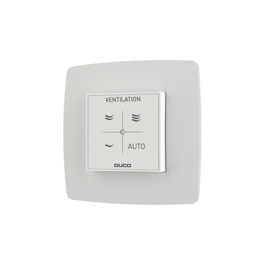 White square ventilation control panel with 'DUCO' branding on a white background
