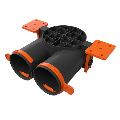 Black and orange tool attachment on a white background