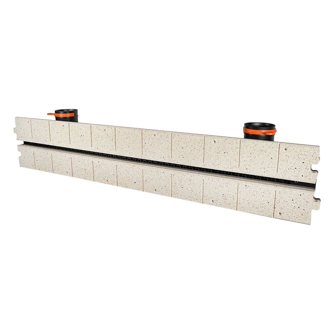 Concrete block with two black cups on a white background