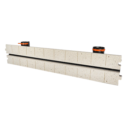 Concrete block with two black cups on a white background