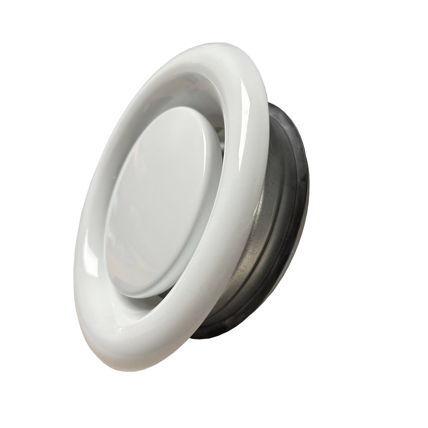 Quiet-Vent 125mm Metal Air Exhaust Valve - with Mounting Collar & sealing ring