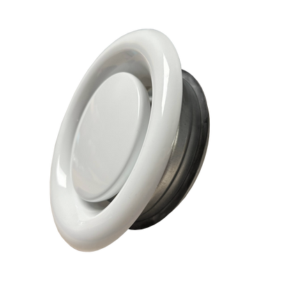 Quiet-Vent 125mm Metal Air Exhaust Valve - with Mounting Collar & sealing ring