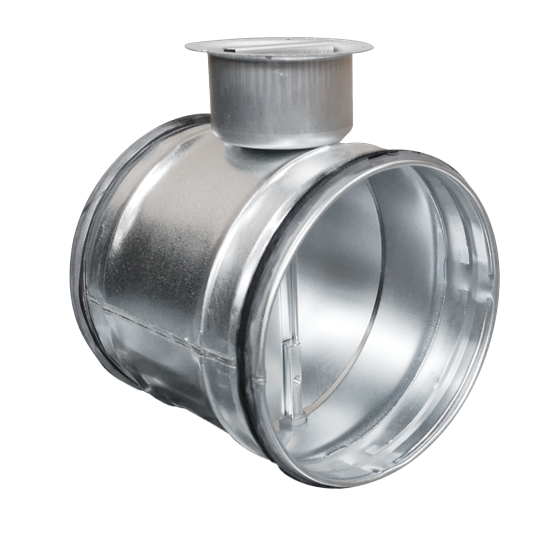 Metal duct connector on a white background