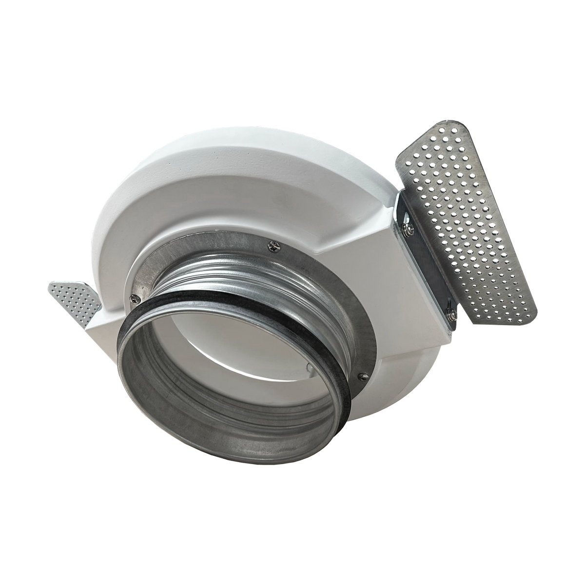 VS 125mm plaster circular diffuser, rear angled view