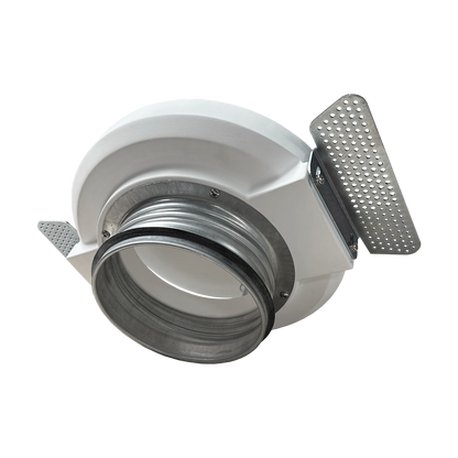 VS 125mm plaster circular diffuser, rear angled view