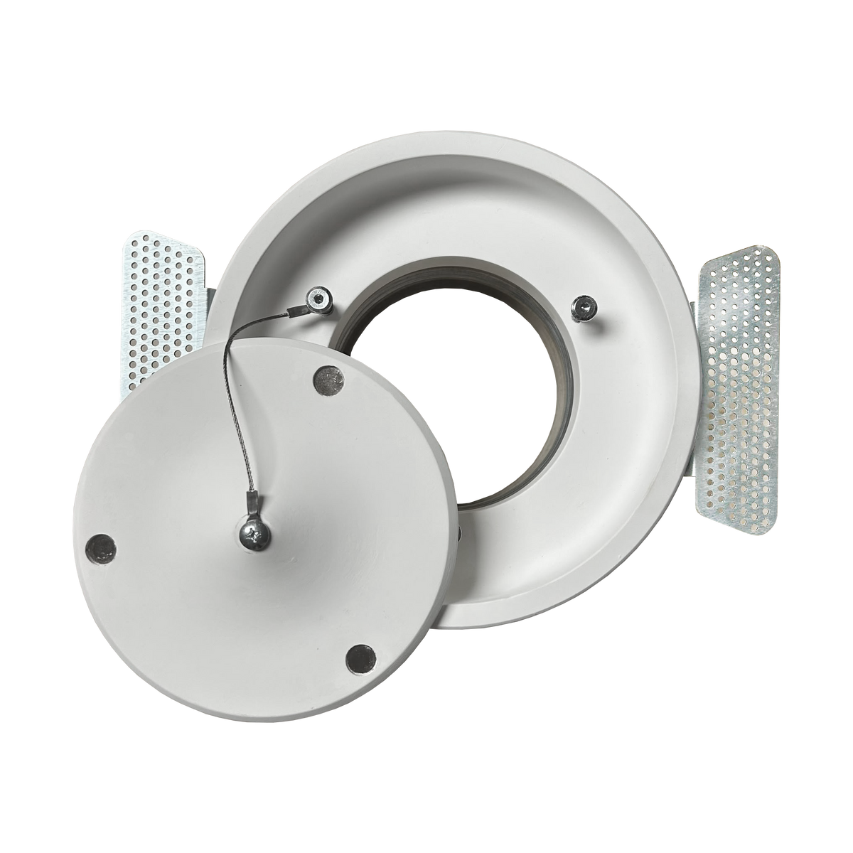 VS 125mm plaster circular diffuser, rear view with valve open