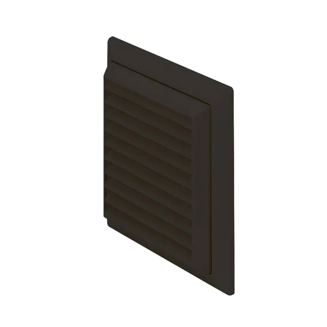 Black rectangular slatted cover on a white background