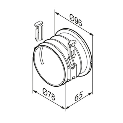 Technical drawing of a cylindrical component with dimensions labeled
