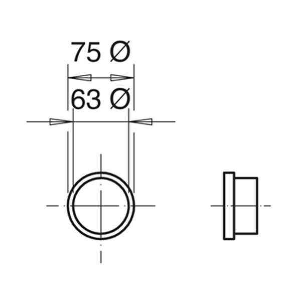Technical drawing of a mechanical component with dimensions