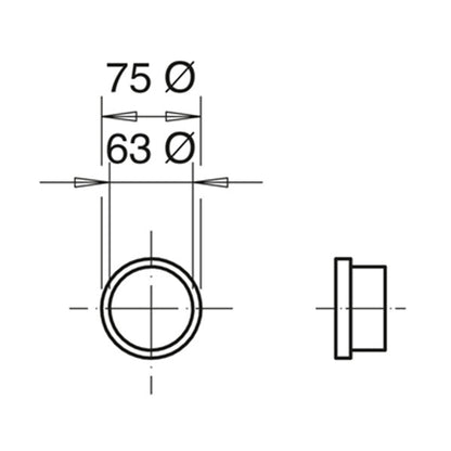 Technical drawing of a mechanical component with dimensions