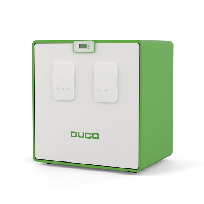 Green and white electronic device with 'DUCO' branding on a white background