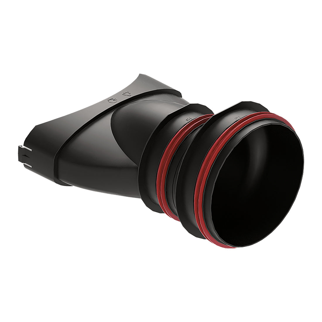 Black and red lens with a white background