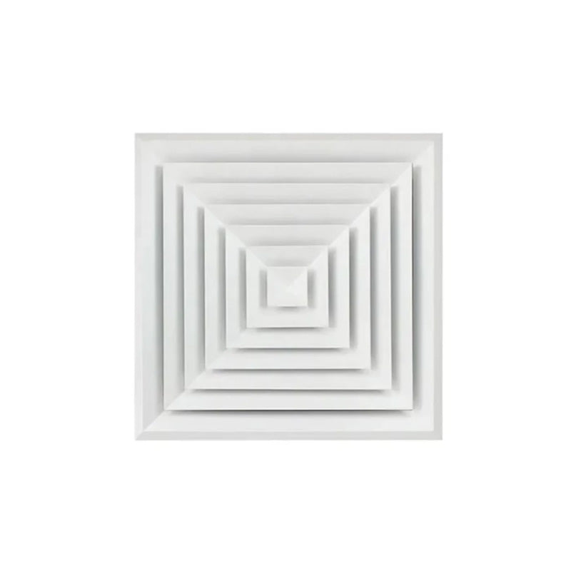 Ceiling air vent with concentric square design on a white background