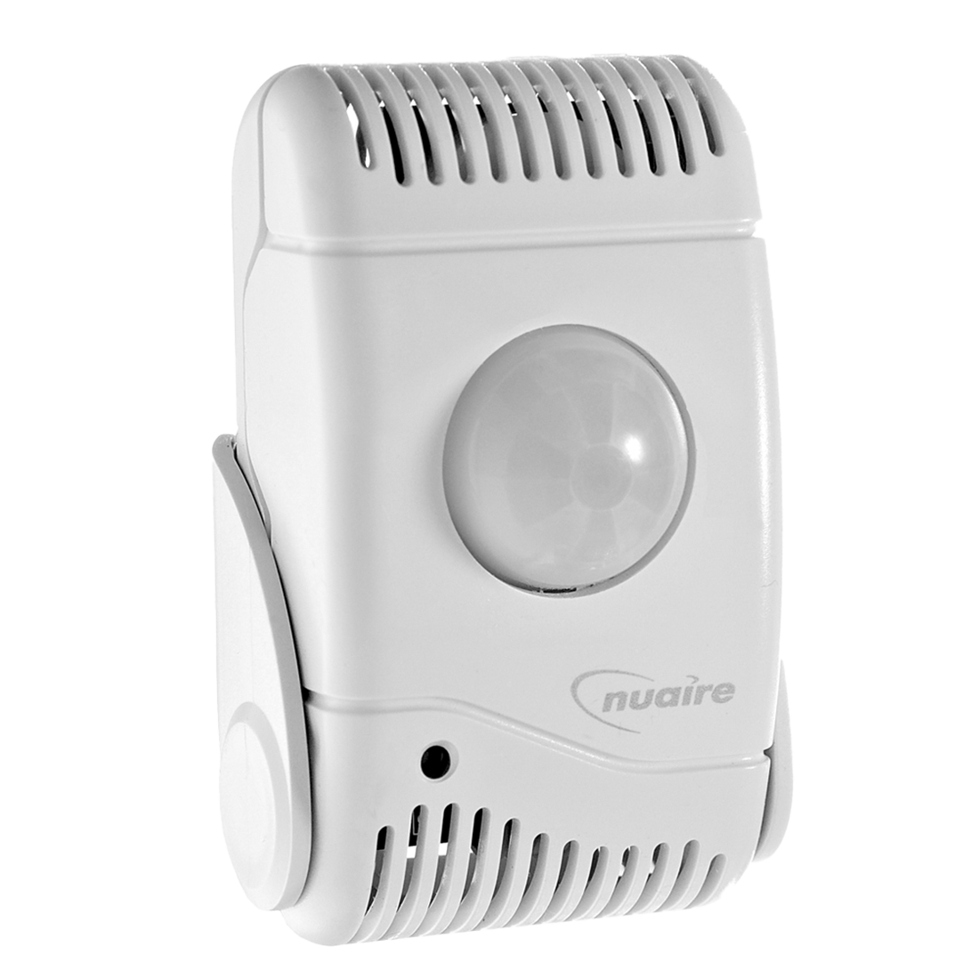 White motion sensor with 'nuaire' branding on a white background