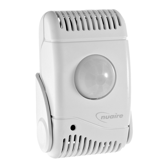 White motion sensor with 'nuaire' branding on a white background