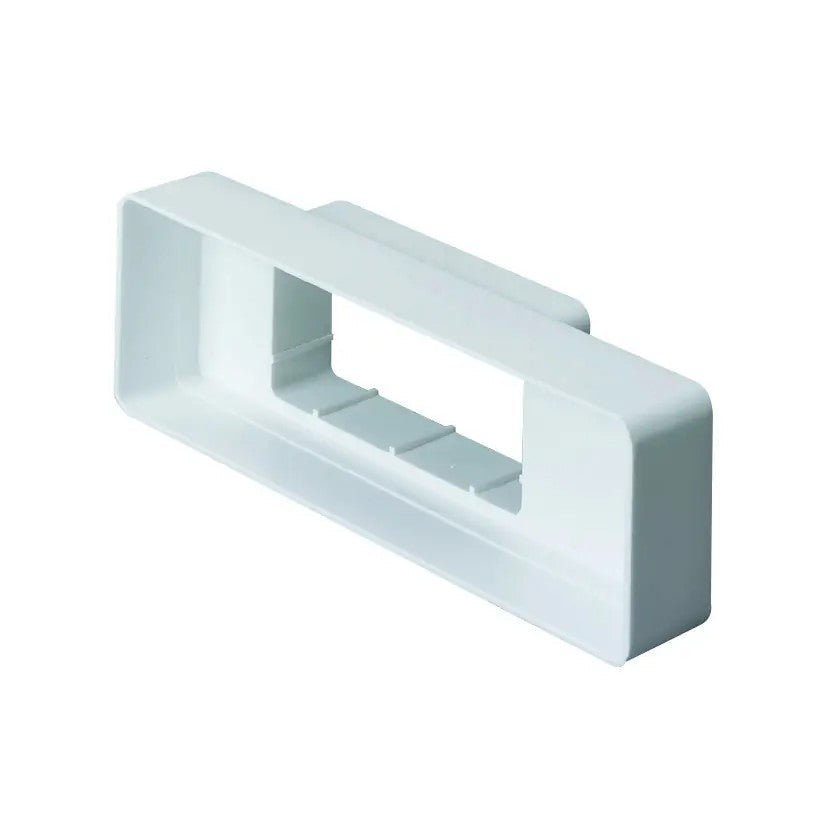 White plastic strip with multiple holes on a white background