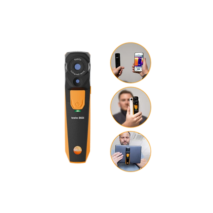 Handheld device with smartphone app interface on a white background