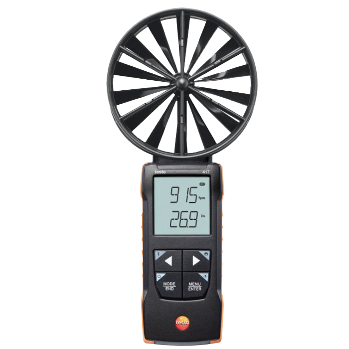 Digital anemometer with wind speed display on a white background