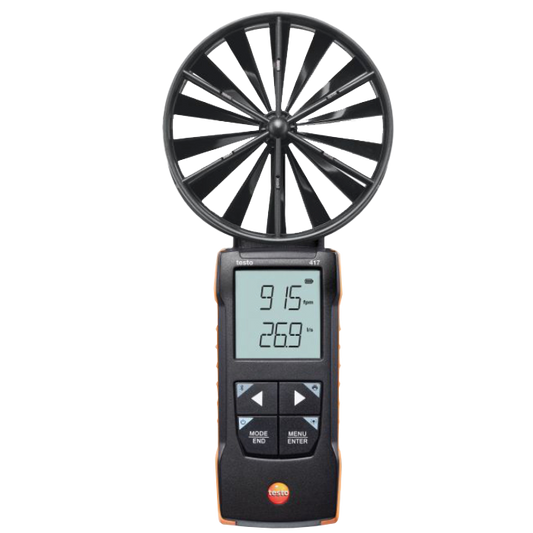 Digital anemometer with wind speed display on a white background
