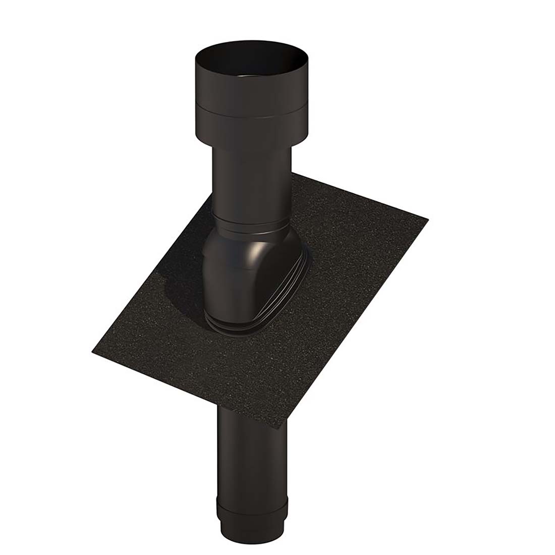 Black metal roof vent on a white background