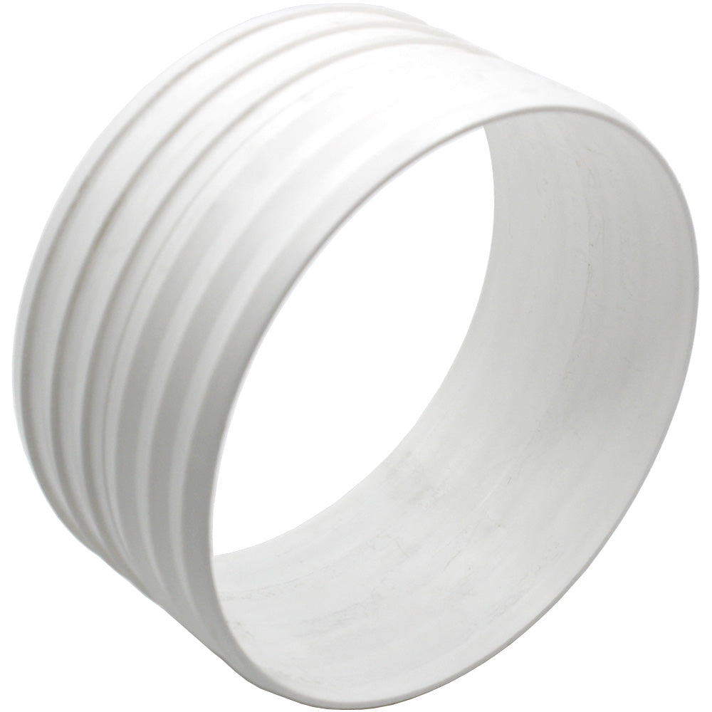 White plastic pipe fitting on a white background